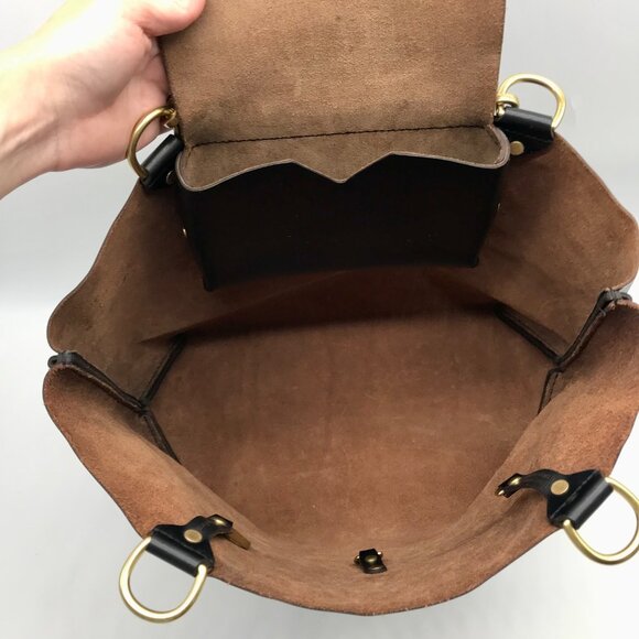 Form Function Form Black Horween Leather & Animal Print Flap 3 Way Bag - Picture 12 of 12